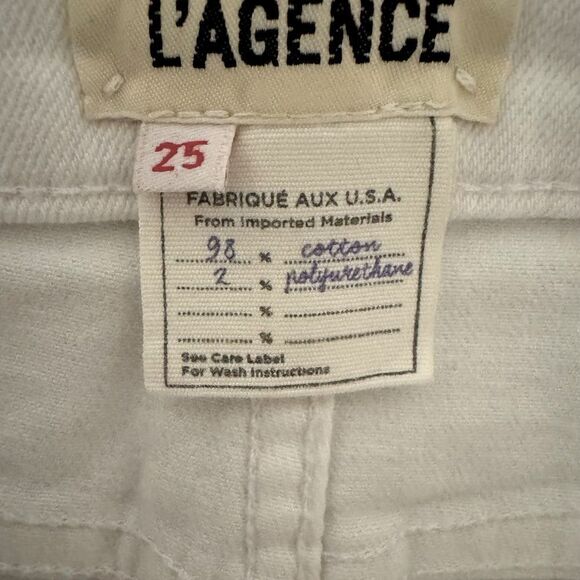 L’AGENCE ‘Audrina’ High Rise Jean In Blanc Worn Destruct Size 25 - Picture 7 of 12